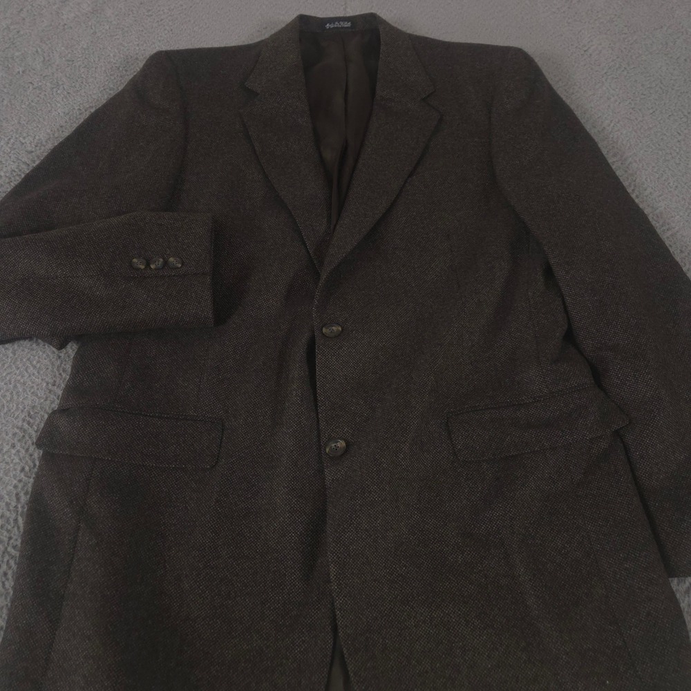 VINTAGE Austin Reed Sport Coat Mens 42 Long Brown Pure New Wool Tweed Blazer 90s
